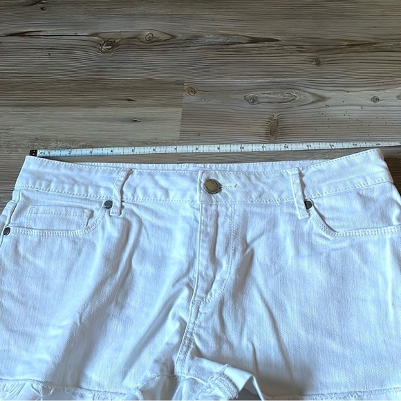 Paige Denim White Jean Shorts Womens 28 Raw Cuffed Hem Stretch Summer Casual - Picture 7 of 10
